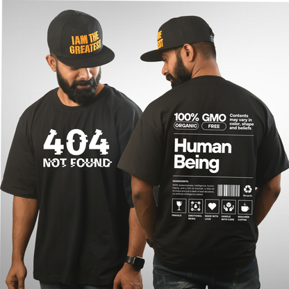 404 Error Men's Premium Black Printed Oversized Tshirt