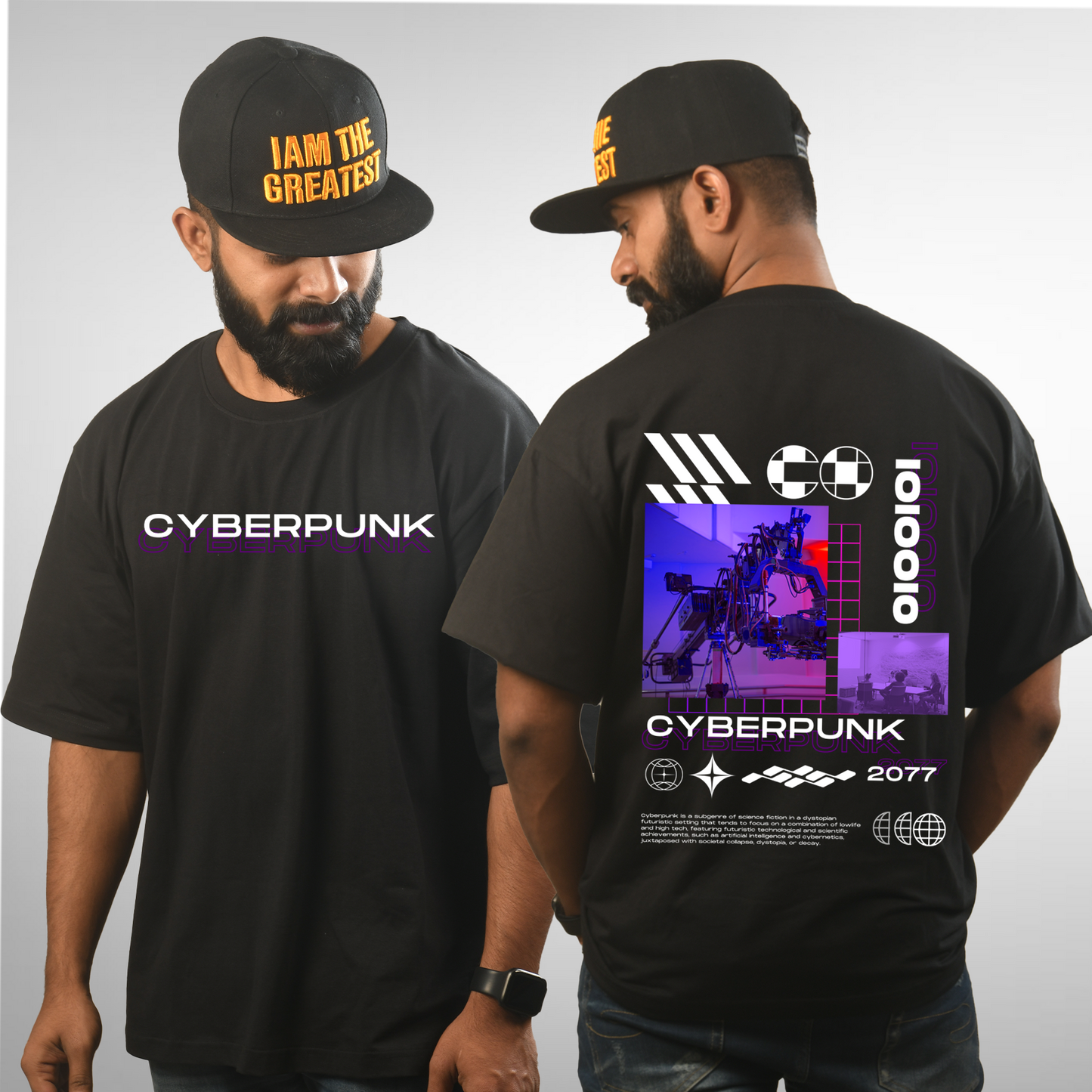 Cyberpunk Men's Premium Black Printed Oversized Tshirt