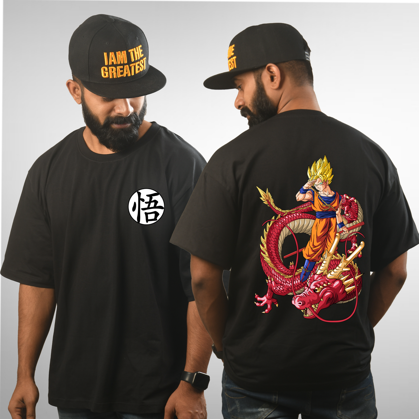 Dragon Ball Z Men's Premium Black Printed Oversized Tshirt