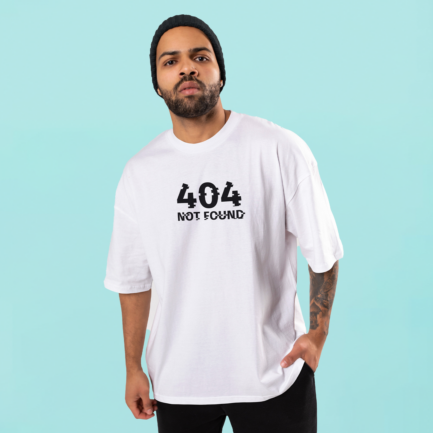 404 Error Men's Premium White Printed Oversized Tshirt