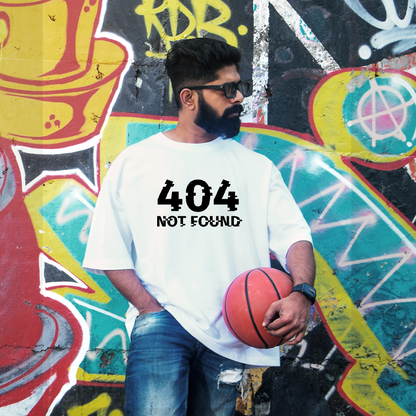 404 Error Men's Premium White Printed Oversized Tshirt