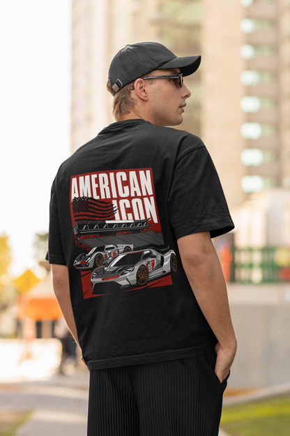 American Icon Men's Premium black Printed Oversized T-shirt