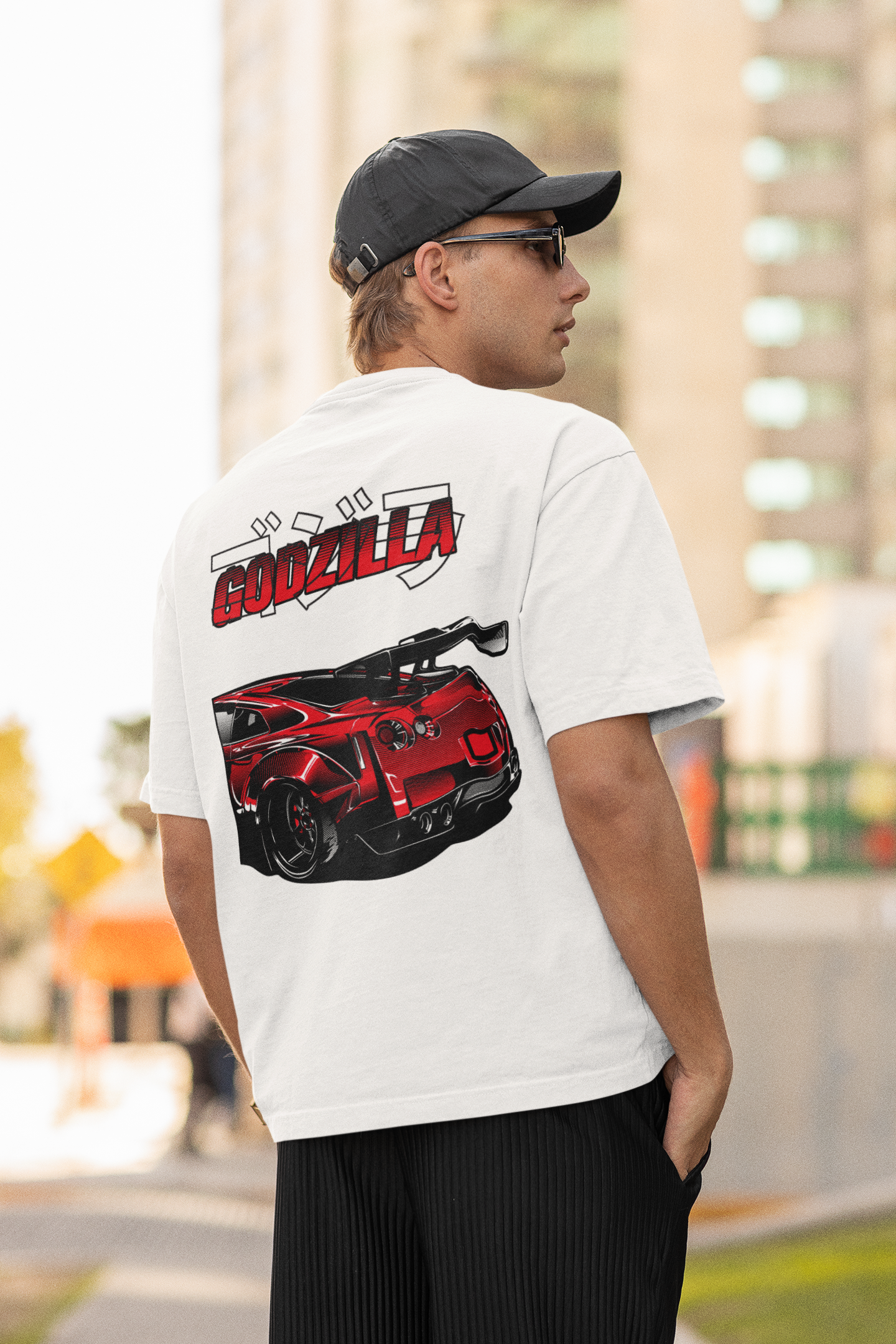 Gorilla GTR Men's Premium White Printed Oversized Tshirt