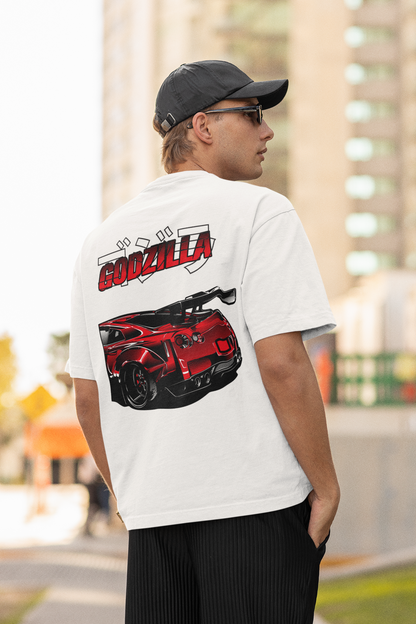 Gorilla GTR Men's Premium White Printed Oversized Tshirt