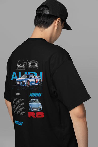 Audi-R8 Men's Premium black Printed Oversized Tshirt