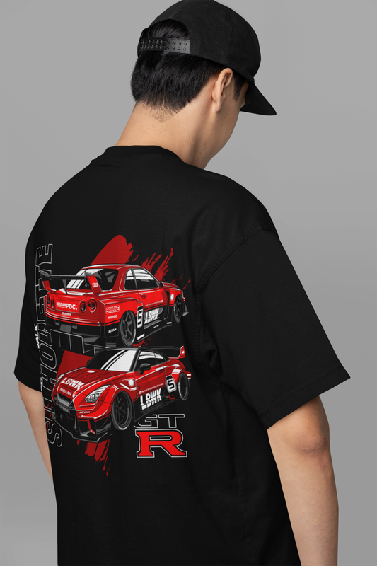 Nissan GTR  Men's Premium black Printed Oversized T-shirt