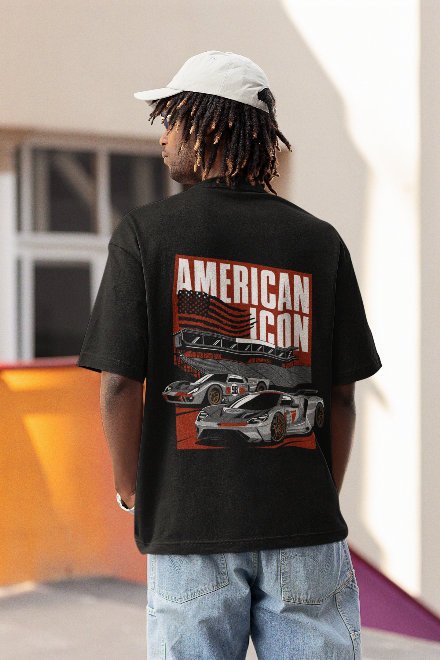 American Icon Men's Premium black Printed Oversized T-shirt