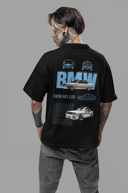 BMW Men's Premium black Printed Oversized T-shirt