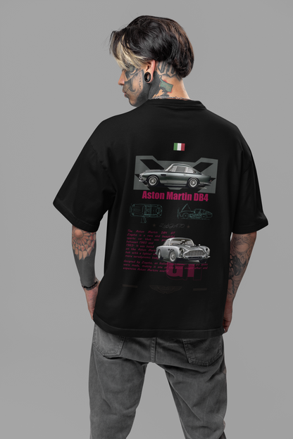 Aston Martin DB4 Men's Premium black Printed Oversized Tshirt