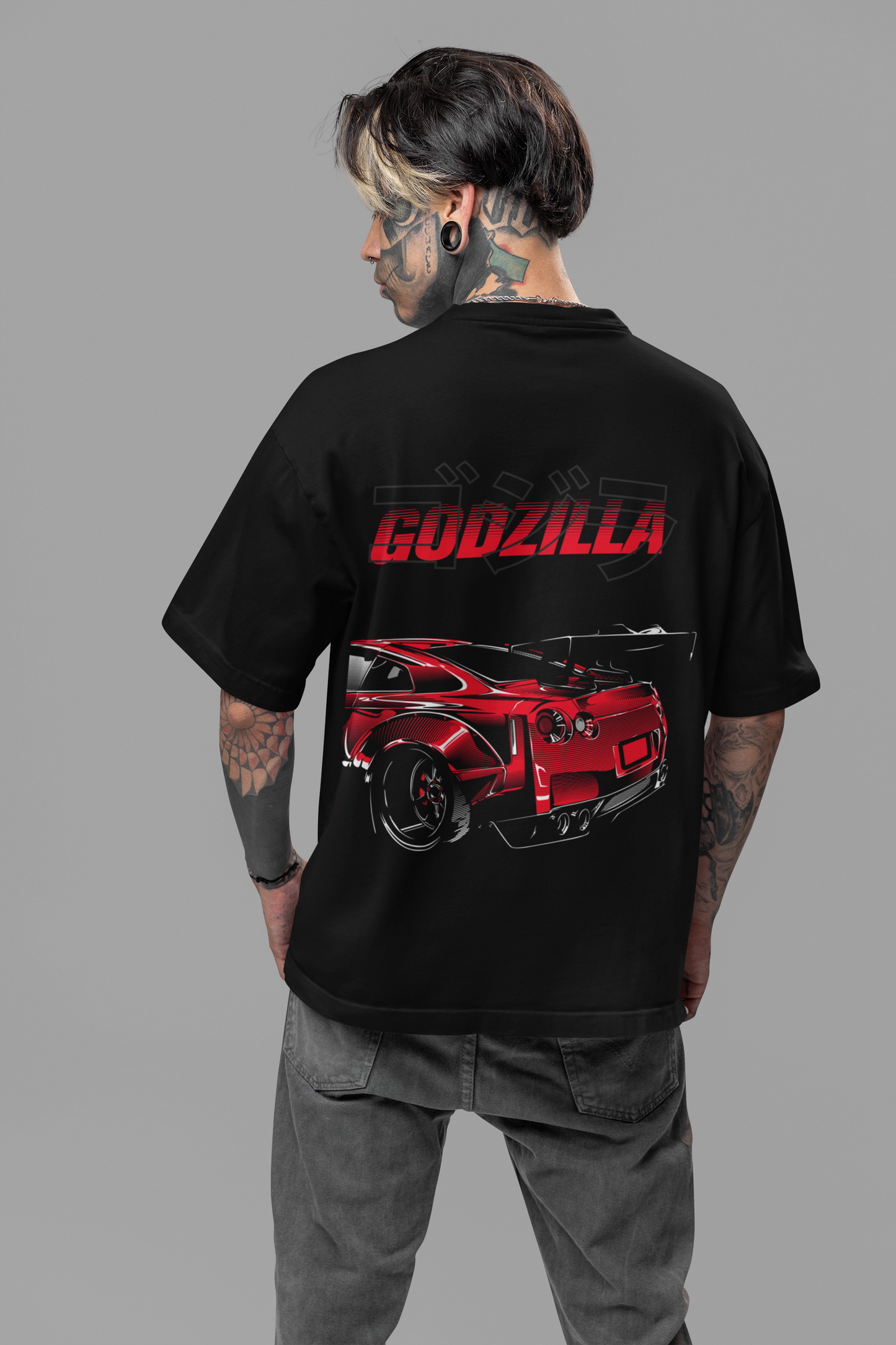 Gorilla GTR  Men's Premium black Printed Oversized Tshirt