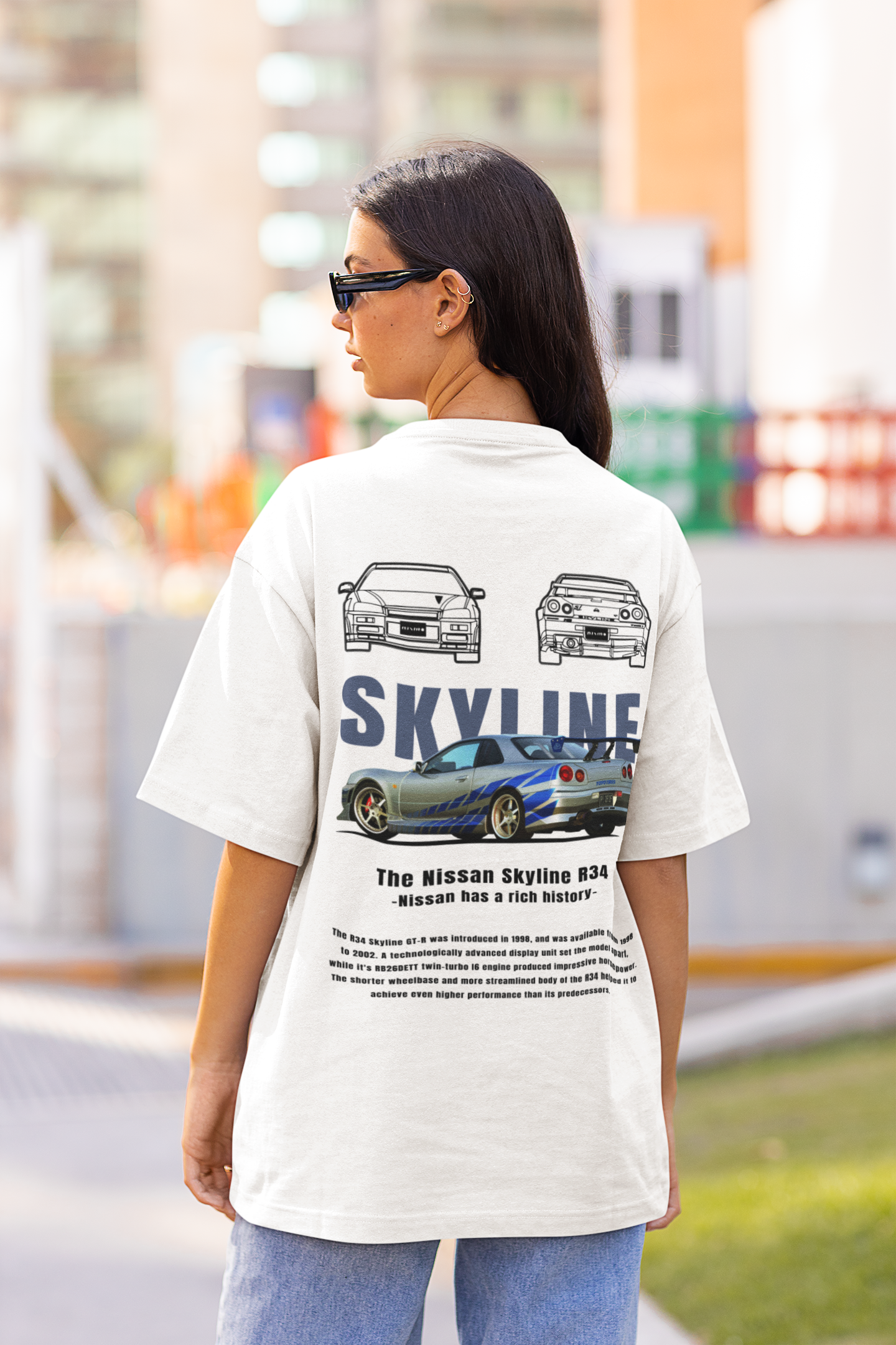 Skyline Women's Premium White Printed Oversized Tshirt