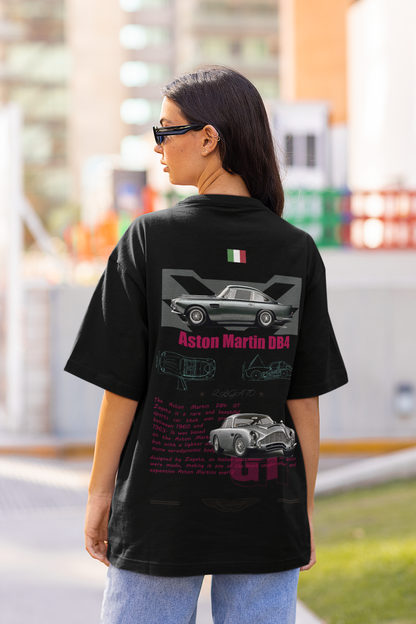 Aston Martin Women's Premium Black Printed Oversized T-shirt