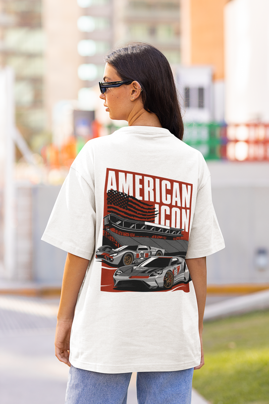 American icon Women's Premium White Printed Oversized T-shirt