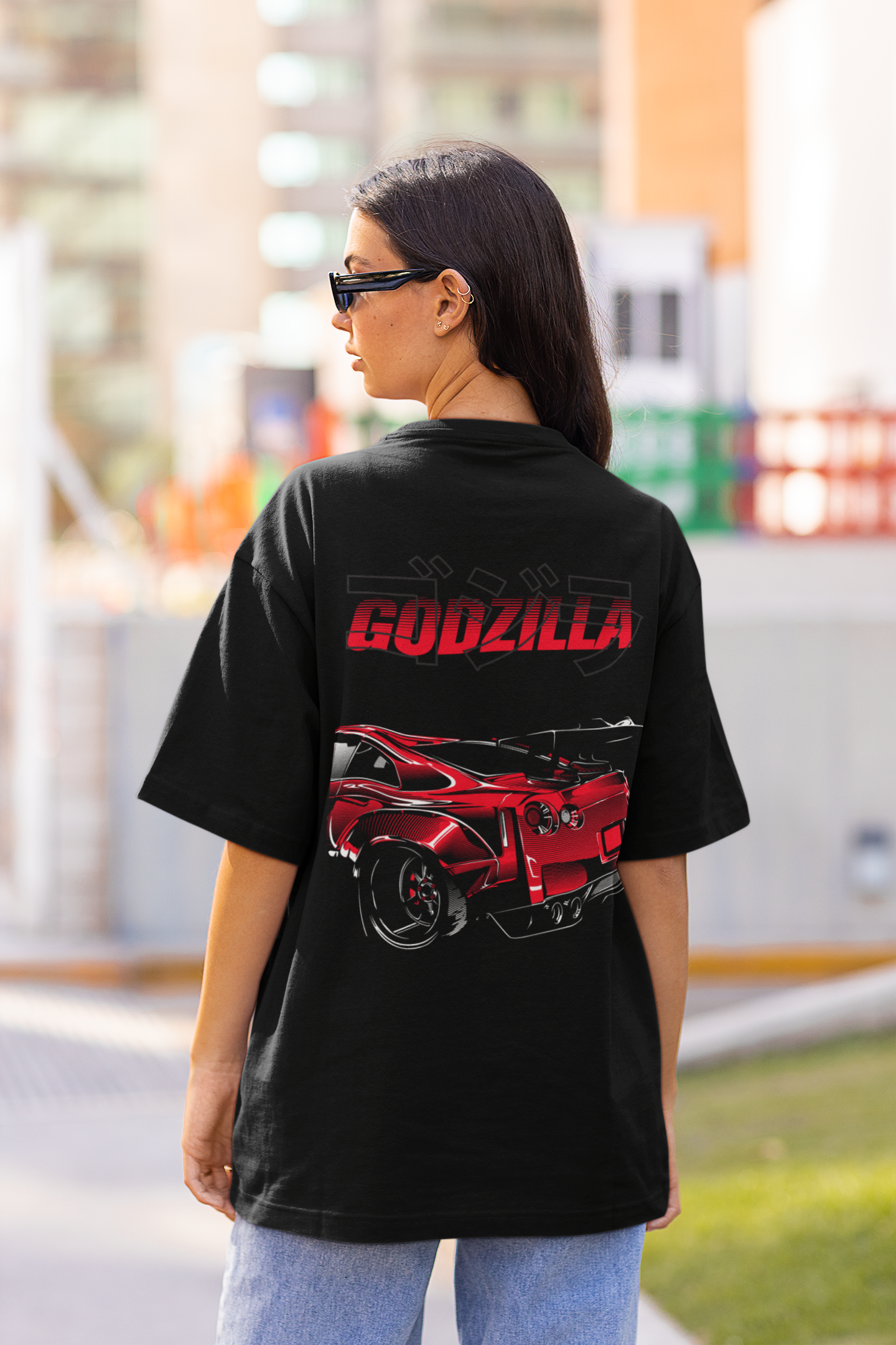 Gorilla GTR  Women's Premium Black Printed Oversized T-shirt