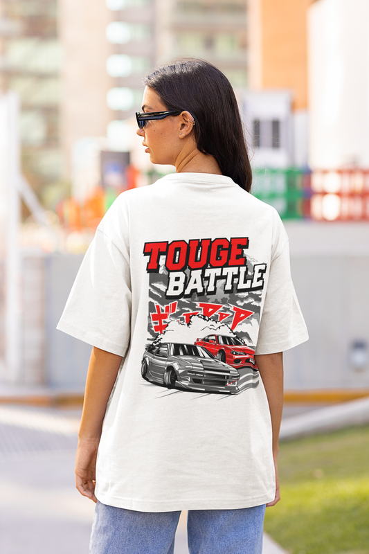 Togue Battle Women's Premium White Printed Oversized T-shirt