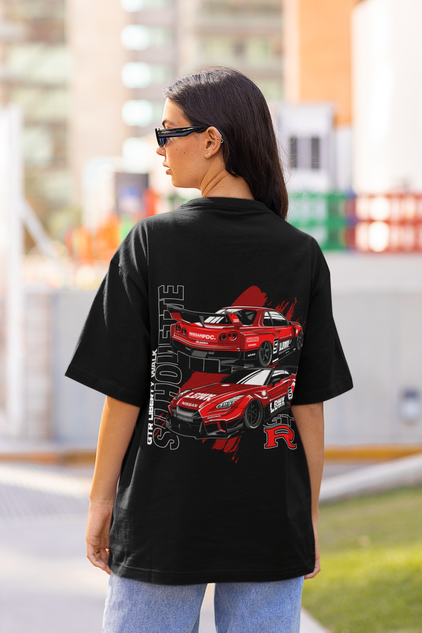 Nissan GTR  Women's Premium Black Printed Oversized T-shirt