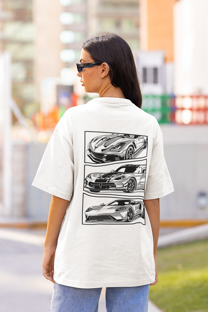 Triple Power Women's Premium White Printed Oversized T-shirt