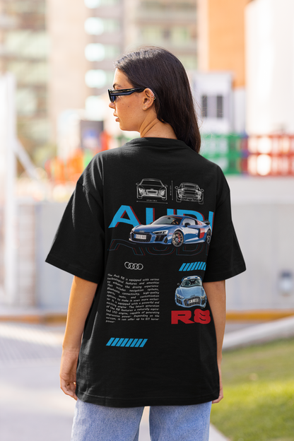 Audi - R8 Women's Premium Black Printed Oversized T-shirt