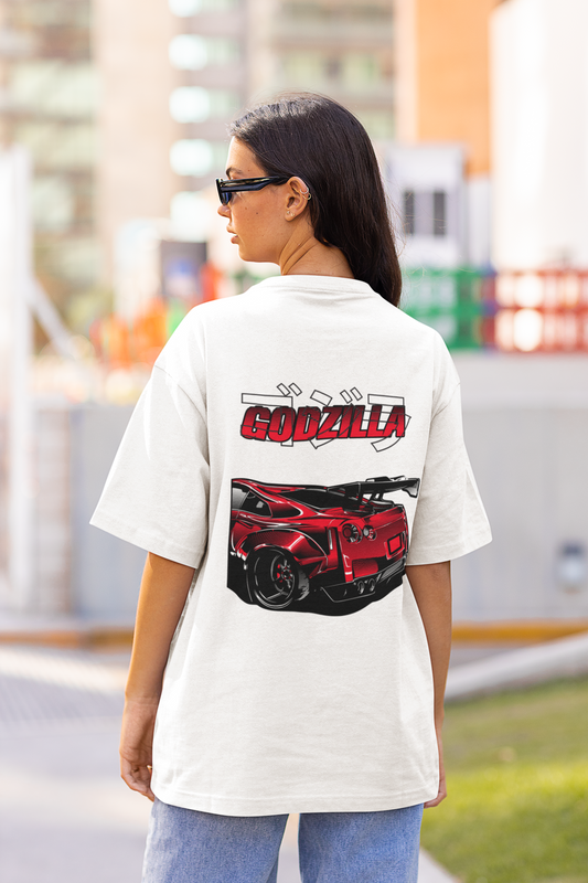 Gorilla GTR Women's Premium White Printed Oversized T-shirt