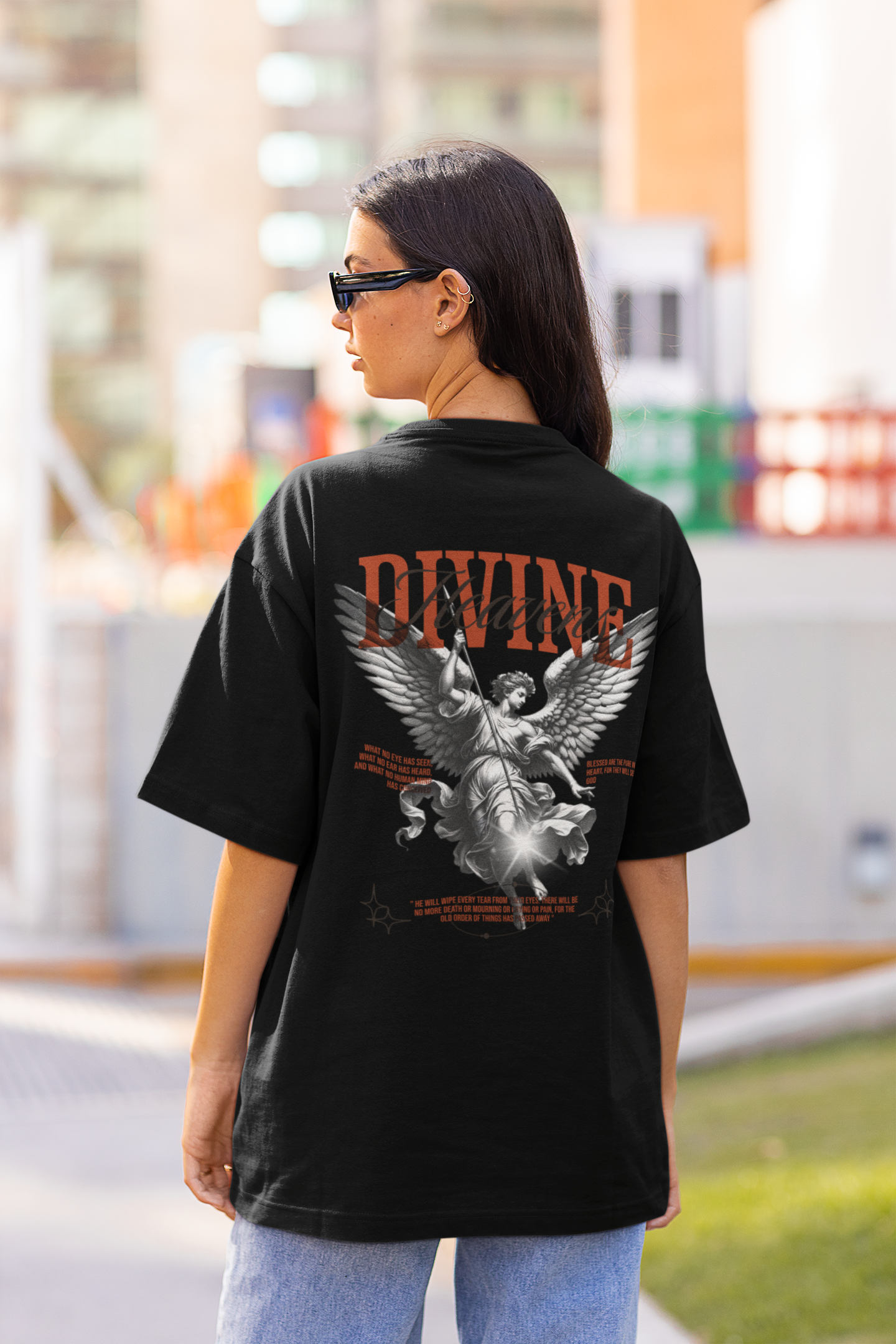 Divine Women's Premium Black Printed Oversized T-shirt