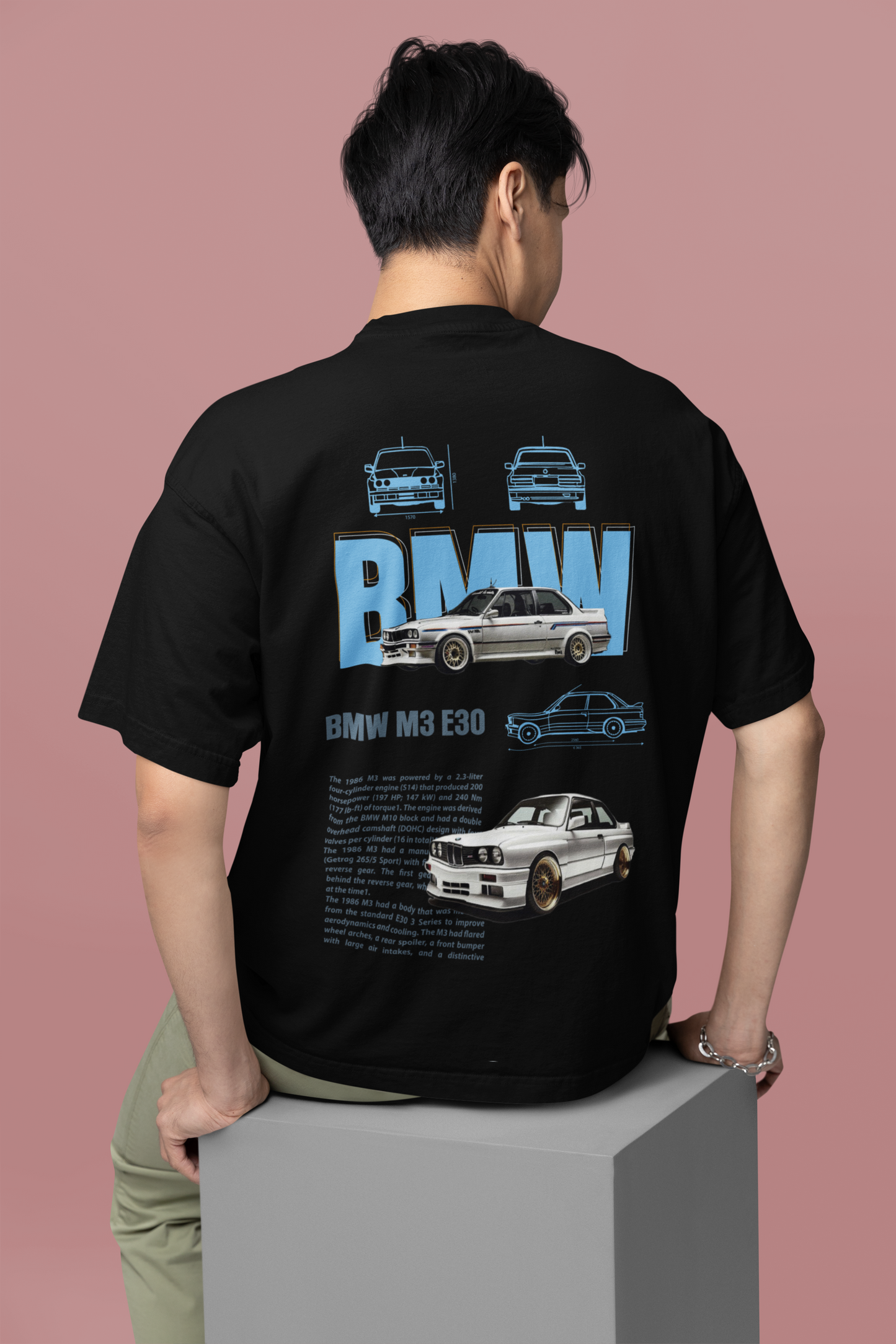 BMW Men's Premium black Printed Oversized T-shirt