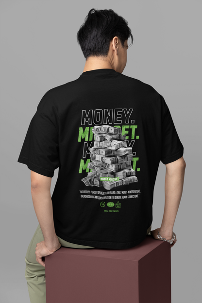 Money Money Money Men's Premium Graphite Black Printed Oversized T-shirt