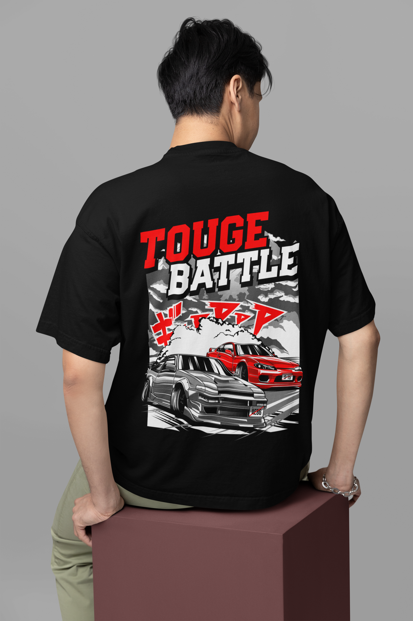 Togue Battle  Men's Premium black Printed Oversized T-shirt