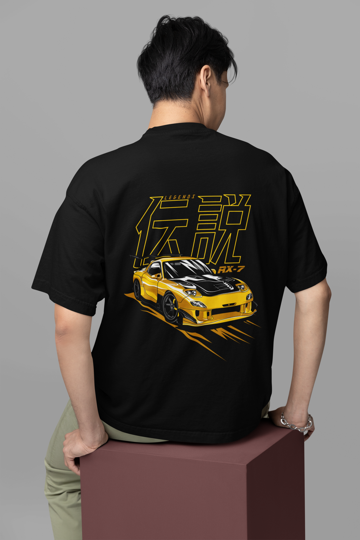 Mazda RX-7 Men's Premium black Printed Oversized T-shirt