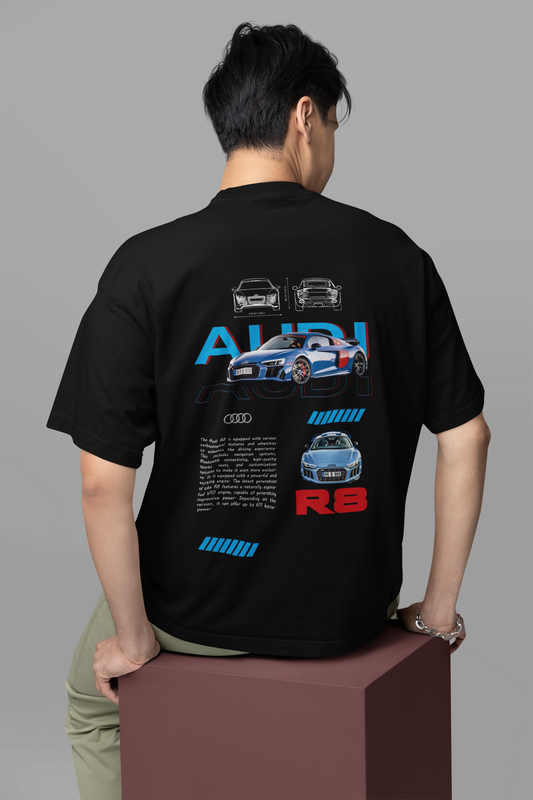 Audi-R8 Men's Premium black Printed Oversized Tshirt