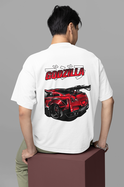 Gorilla GTR Men's Premium White Printed Oversized Tshirt