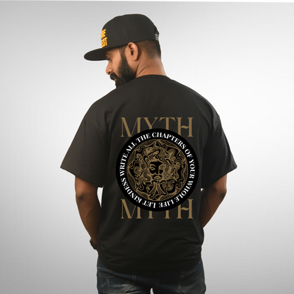 Myth Men's Premium Black Printed Oversized Tshirt