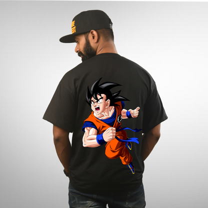 Goku Men's Premium Black Printed Oversized Tshirt