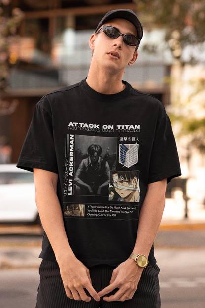 Attack On Titan Originals Premium Black Printed Oversized Tshirt