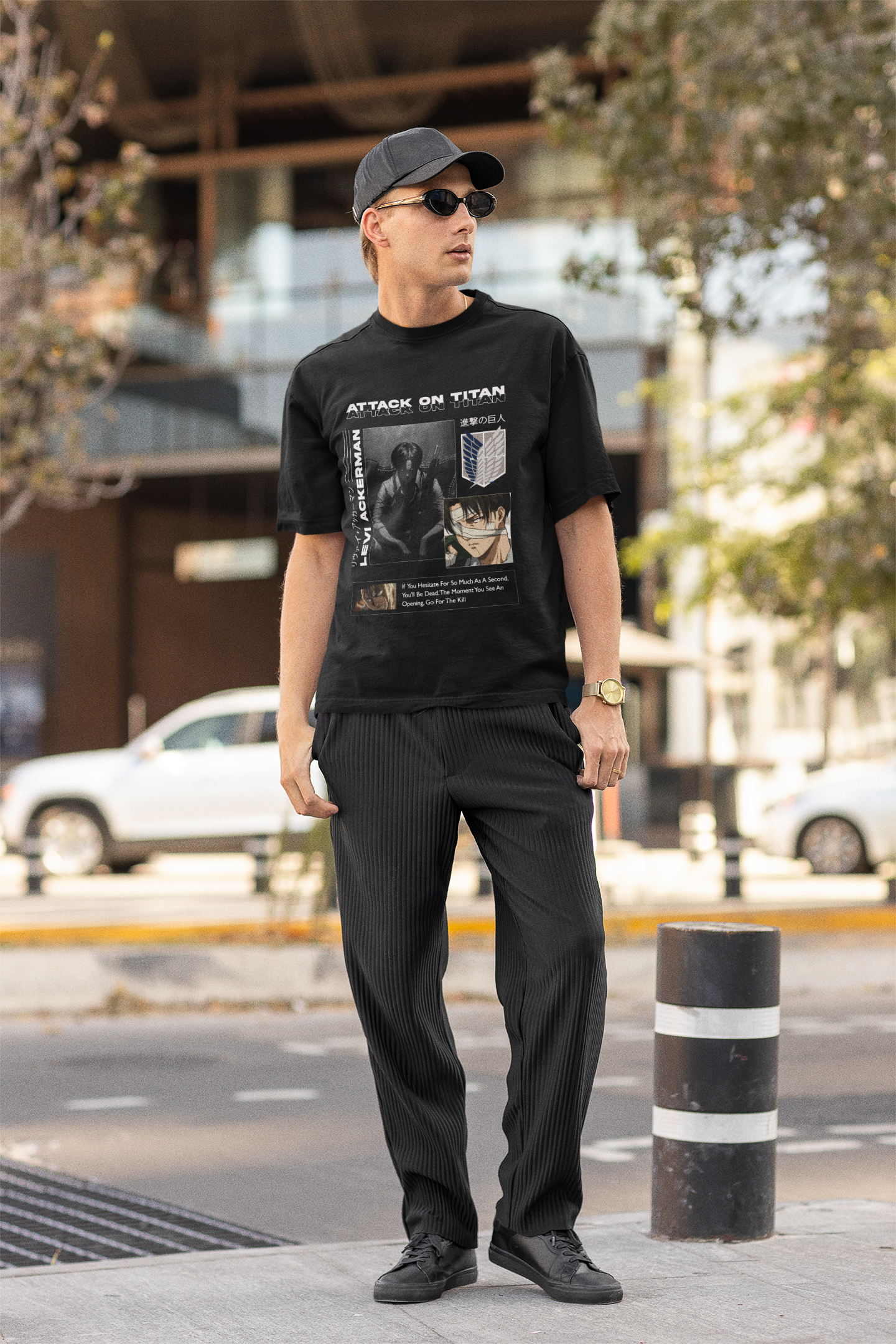 Attack On Titan Originals Premium Black Printed Oversized Tshirt