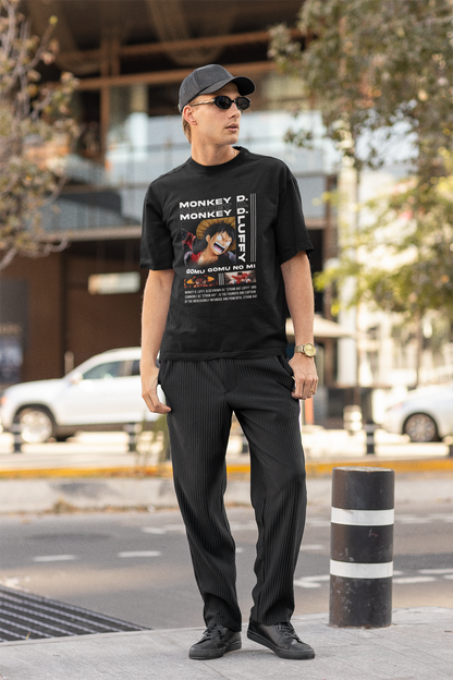 One Piece Monkey D Luffy Originals Premium Black Printed Oversized Tshirt