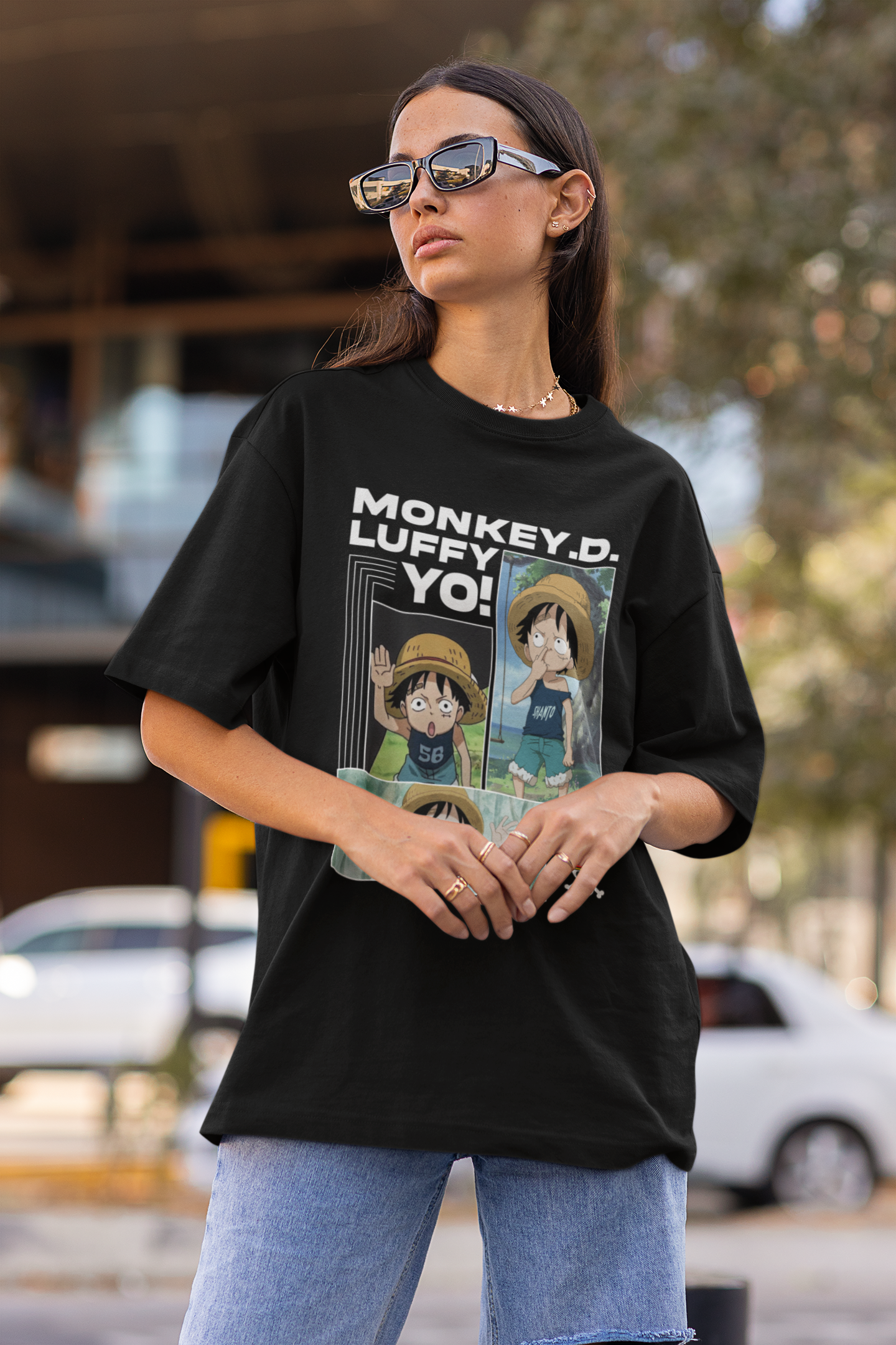 Luffy YO Originals Originals Women's Premium Black Printed Oversized Tshirt