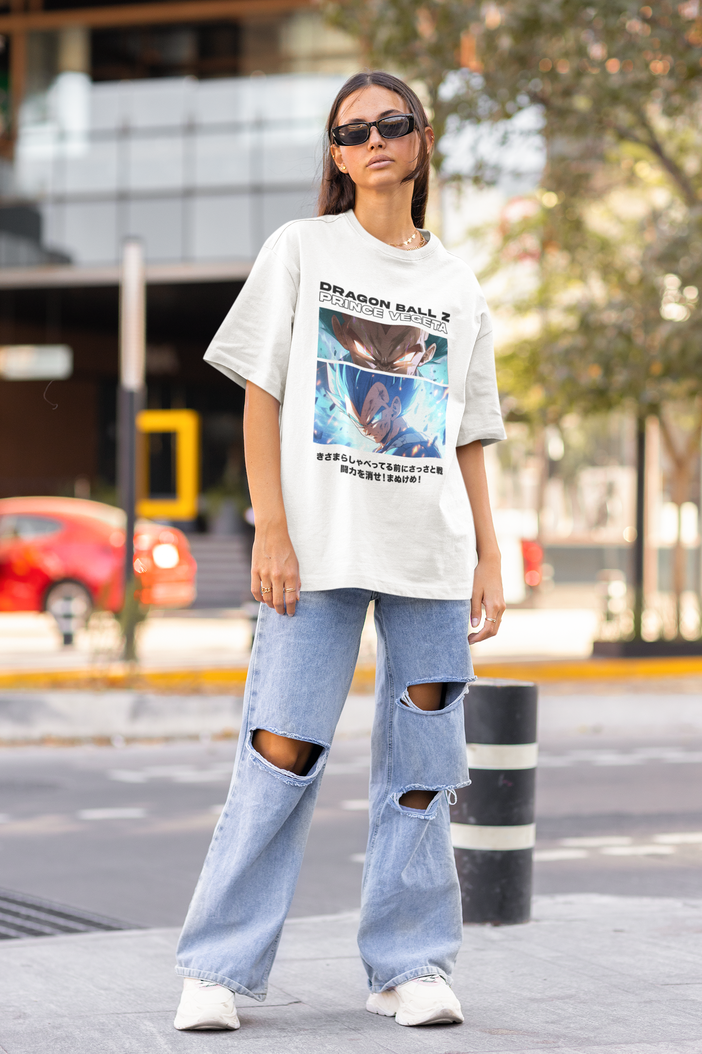 Prince Vegeta Originals Women's Premium White Printed Oversized Tshirt