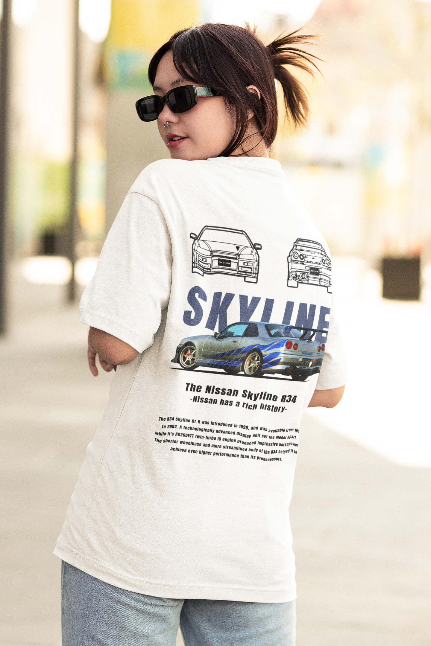 Skyline Women's Premium White Printed Oversized Tshirt