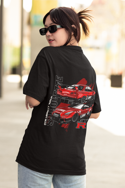 Nissan GTR  Women's Premium Black Printed Oversized T-shirt