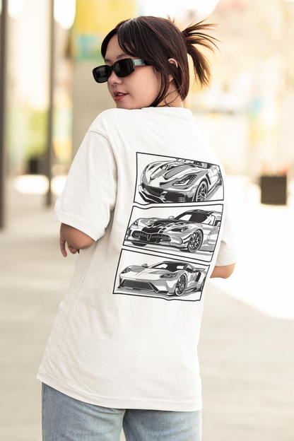 Triple Power Women's Premium White Printed Oversized T-shirt