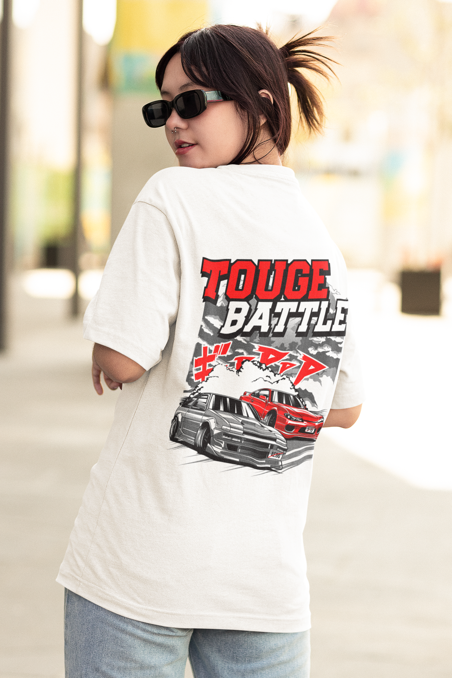 Togue Battle Women's Premium White Printed Oversized T-shirt