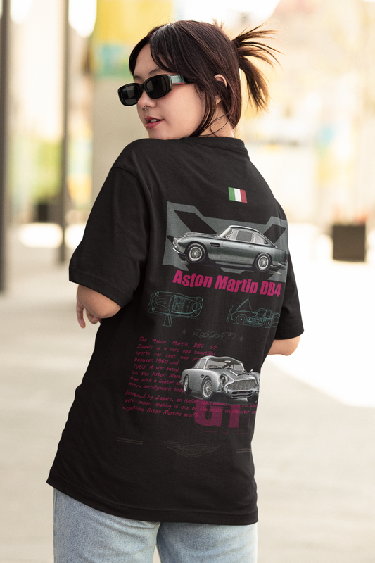 Aston Martin Women's Premium Black Printed Oversized T-shirt