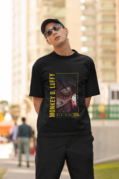 Monkey D Luffy Originals Premium Black Printed Oversized Tshirt