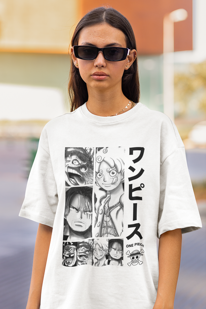 One Piece Manga Originals Women's Premium White Printed Oversized Tshirt