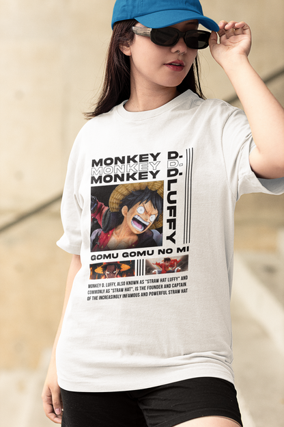 Monkey D Luffy Originals Originals Women's Premium White Printed Oversized Tshirt