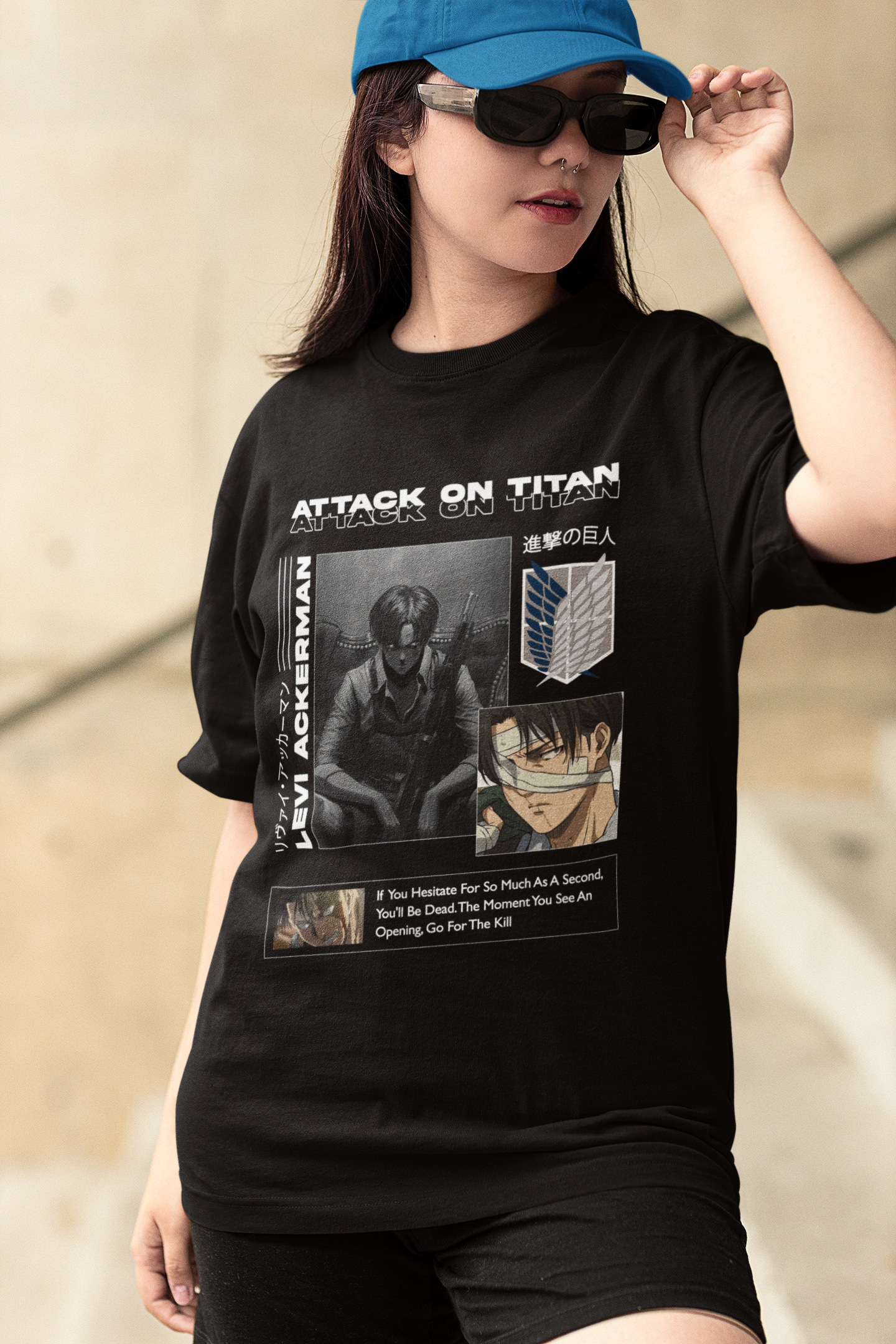 Attack On Titan Originals Women's Premium Black Printed Oversized Tshirt