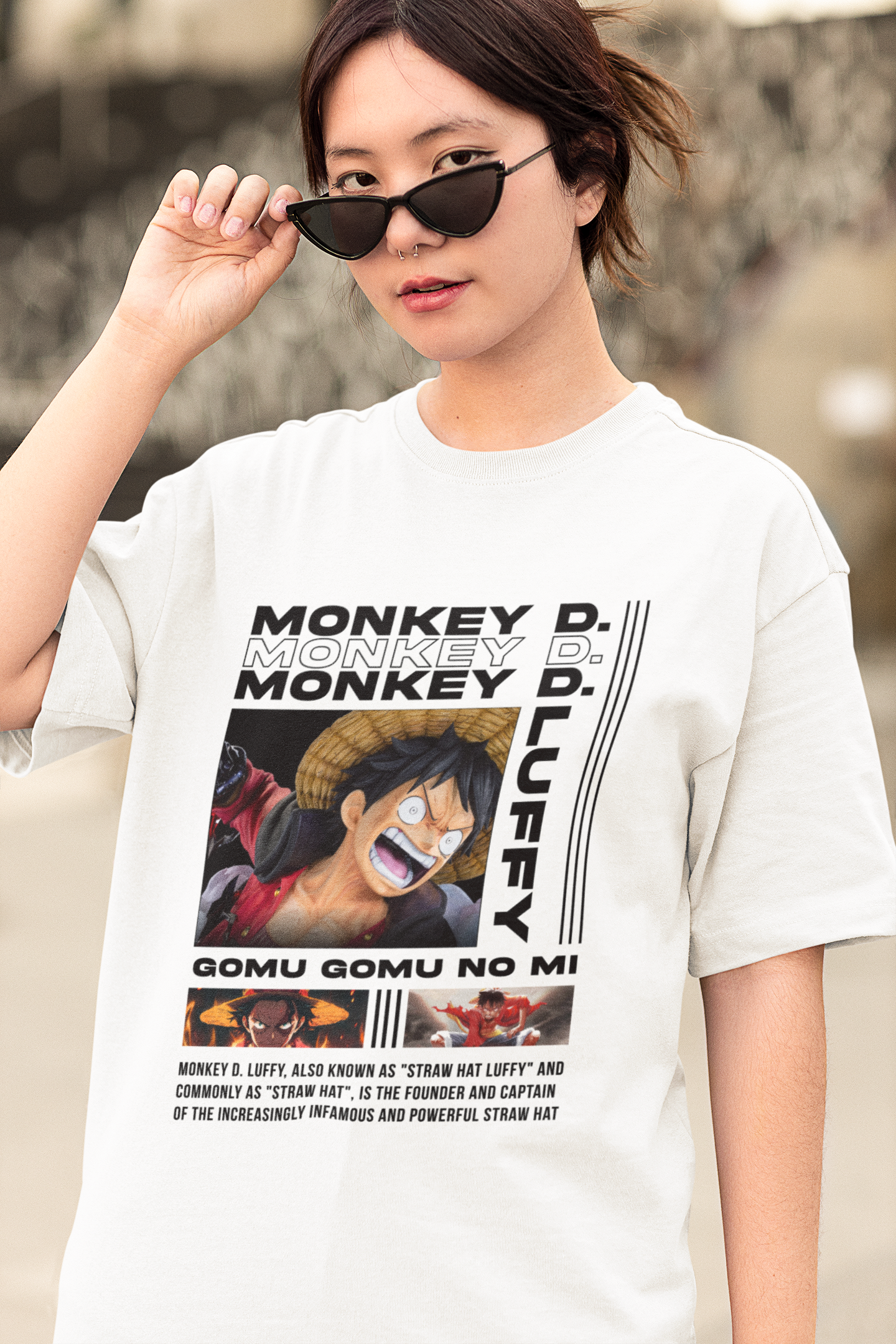 Monkey D Luffy Originals Originals Women's Premium White Printed Oversized Tshirt