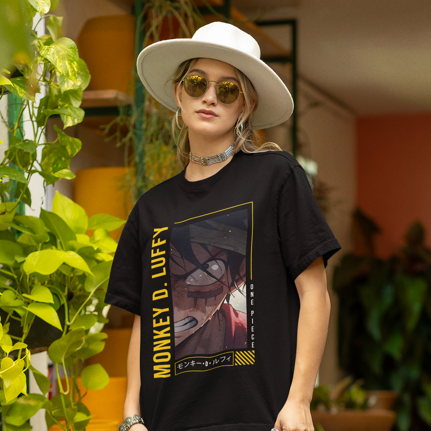 Monkey D Luffy Originals Women's Premium Black Printed Oversized Tshirt