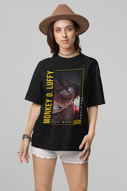 Monkey D Luffy Originals Women's Premium Black Printed Oversized Tshirt