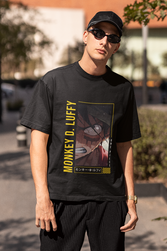 Monkey D Luffy Originals Premium Black Printed Oversized Tshirt